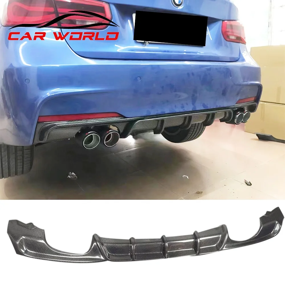 Car Diffuser For BMW F30 MP Style Real Carbon  Car Bodykit Rear Lip For BMW 3 Series F30 To MP Diffuser 4 muffler hole