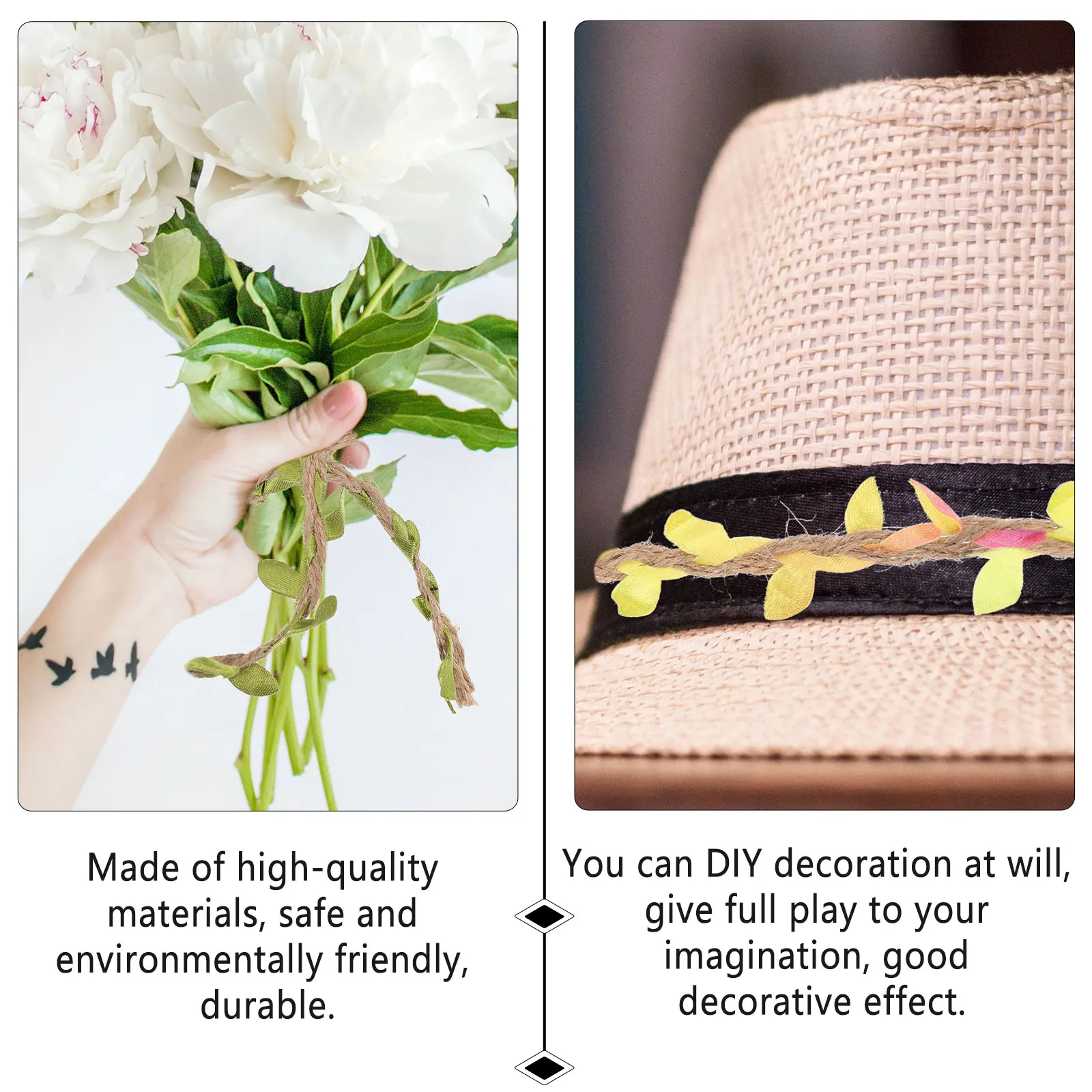 

2 Rolls Decorative DIY Diy Leaf Rattan Decor Vine H made Bright Diy Decorative Leaf Rattan General Decorations