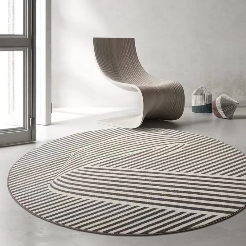 Home Thicken Non-slip Mat Modern Minimalist Carpets for Living Room Fluffy Soft Bedroom Decor Stripe Carpet Large Area Round Rug