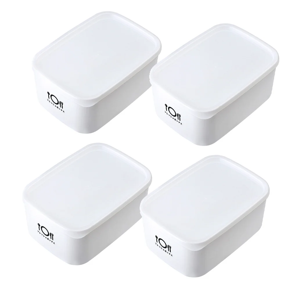 

4pcs Sealed Box Refrigerator Containers High Quality PP Food Storage Case Fridge Crisper Vegetables Box Airtight Container White