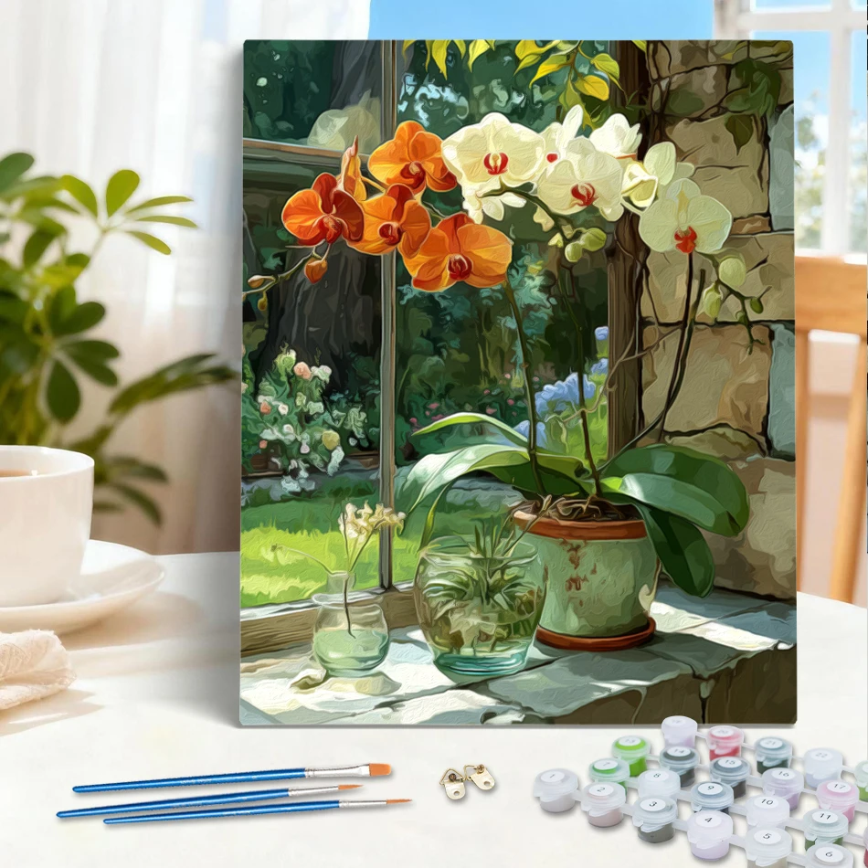 

RUOPOTY Paint By Numbers Adult Coloring Flowers Paintings On Number Acrylic Paints Art Supplies On Canvas Living Room Decoration