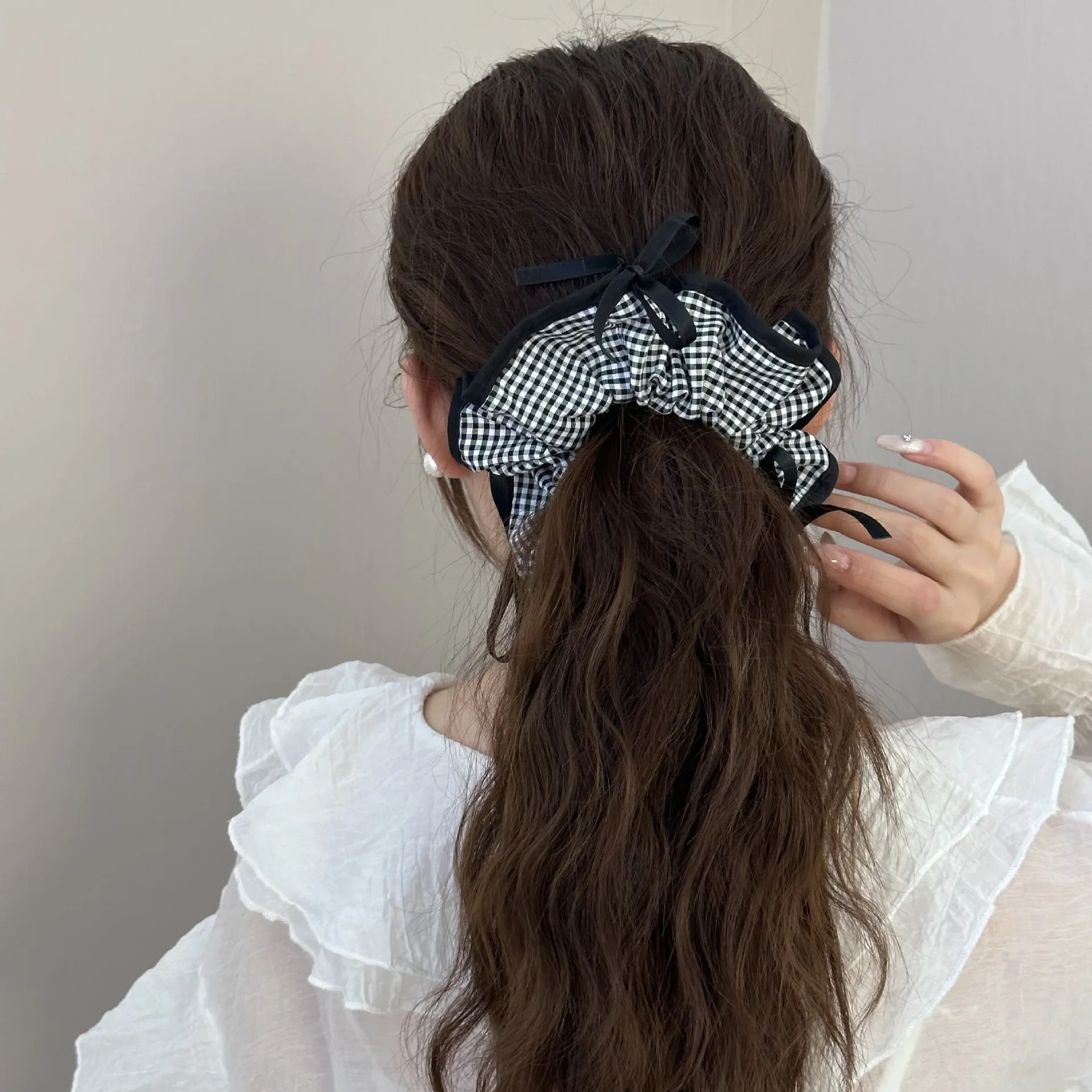 Big hair accessories rubber bands for women girl korean large scrunchies elastic kpop adults Ribbon bow vintage leading fashion