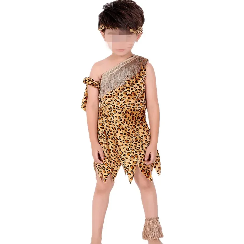 Bambini ragazzi ragazze Costume selvaggio originale africano costumi selvaggi carnevale gioco di ruolo festa dei bambini Cosplay Halloween