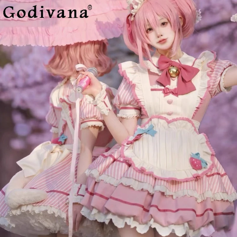 

Lolita OP Cute Daily Bud Dress for Ladies Lolita Princess Style Sweet Short Dress Women's Summer Bow Design Birthday Dress