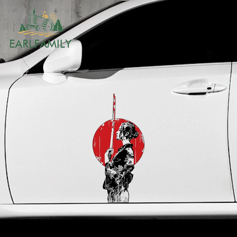 

EARLFAMILY 43cm x 20.7cm for Japanese Geisha Samurai Car Stickers Air Conditioner Decal Car Accessories Vinyl Caravan Decoration