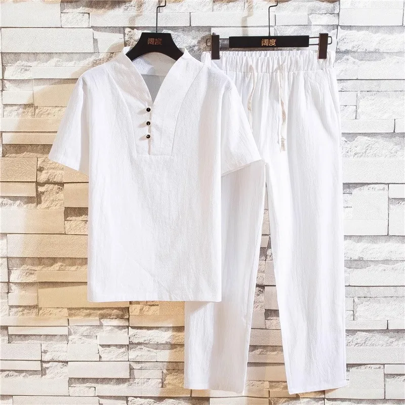 Pyjama en coton à manches courtes pour hommes, vêtements de nuit décontractés, vêtements de détente pour hommes, vêtements de nuit à la mode, grand