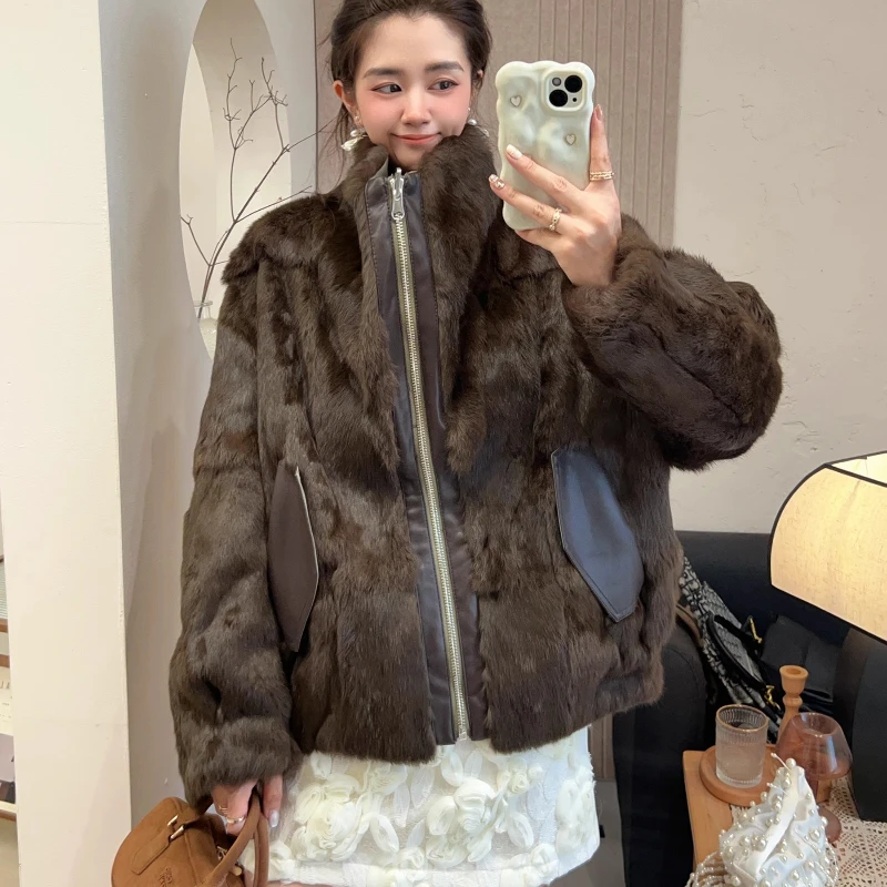 2025 New Winter Jacket Women Parka Fashion Coat Thick Warm Natrual Real Rabbit Fur Liner Wear On Both Sides Female Fur Jackets