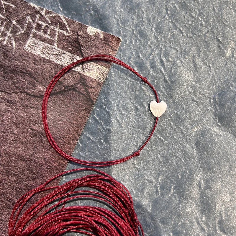 Cadena de mano tejida con corazón ajustable para mujer, pulseras con dijes de amor de cuerda roja de la suerte, accesorios de joyería de moda de amistad, regalos