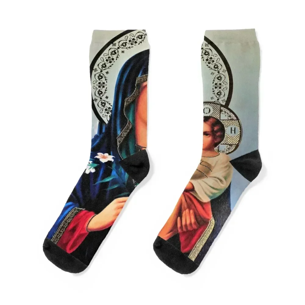 Madonna and child Socks Crossfit Climbing Heating sock Designer Man Socks Women's