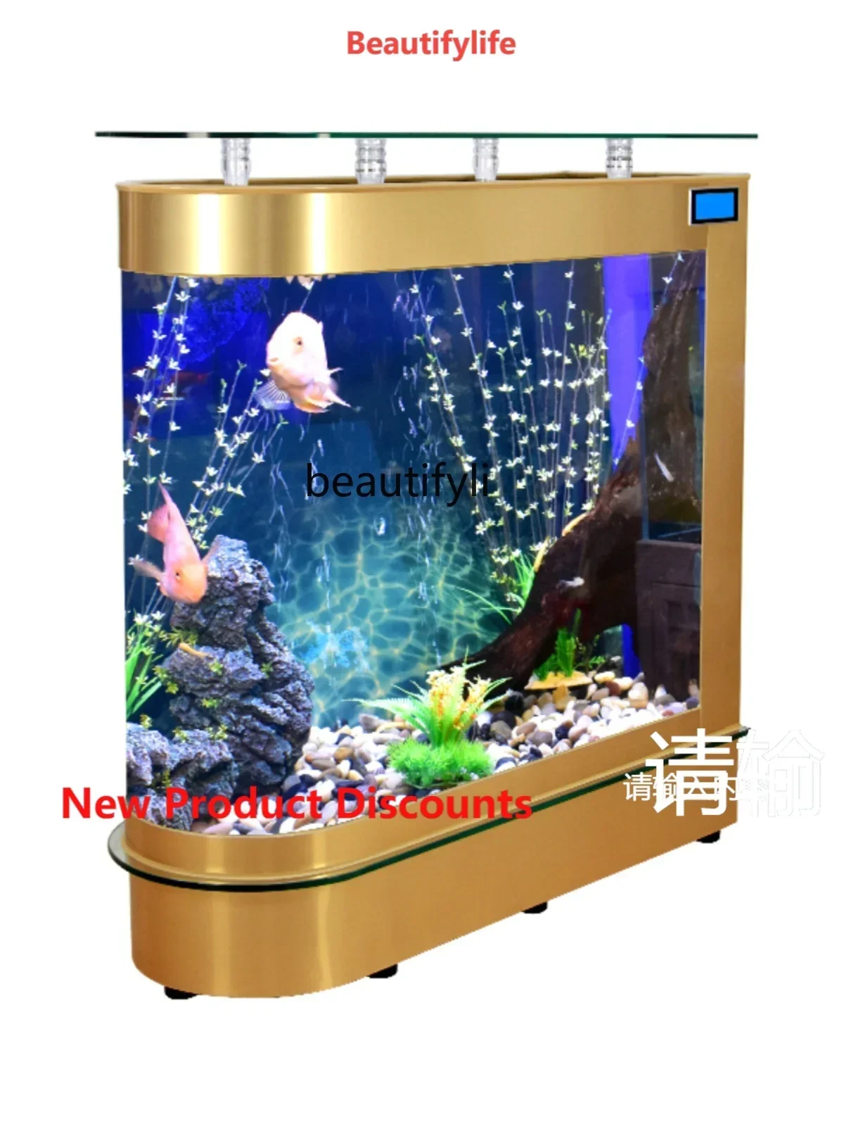 

Q181 Fish Tank Aquarium Glass Living Room Partition Simple Change Water Medium and Large Floor Home