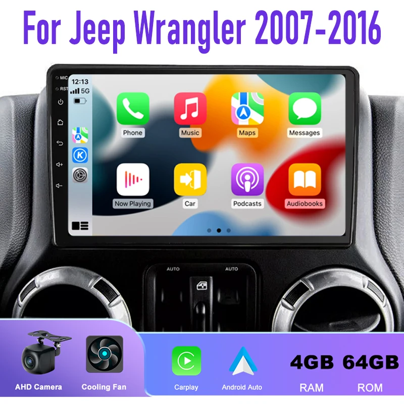 

10" For Jeep Wrangler 2007-2016 Apple Carplay Android 13 Auto Car Stereo Radio Head Unit Intelligent System GPS 4GB+64GB WIFI