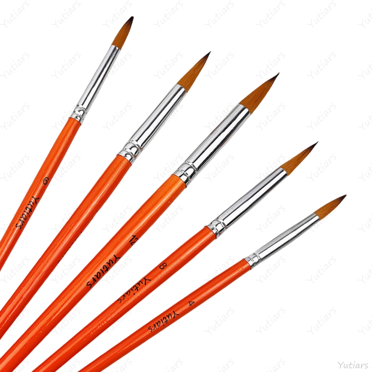 5PCS Pointed Round Paint Brush Set for Watercolor Acrylic Oil Painting, Fine Tip Artist Brushes for Detail Lines and Precision