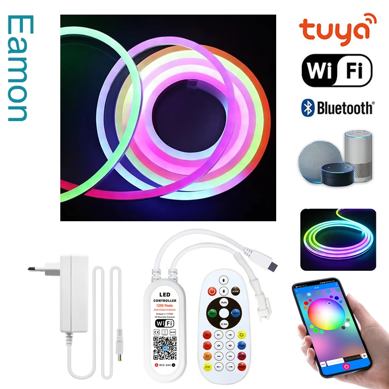 ネオン10m-5m-ledストリップライト-12v-84leds-m-シリコンネオンロープライト-音楽同期-rgbic-ドリームカラー-チェイシングストリップテープ-部屋用