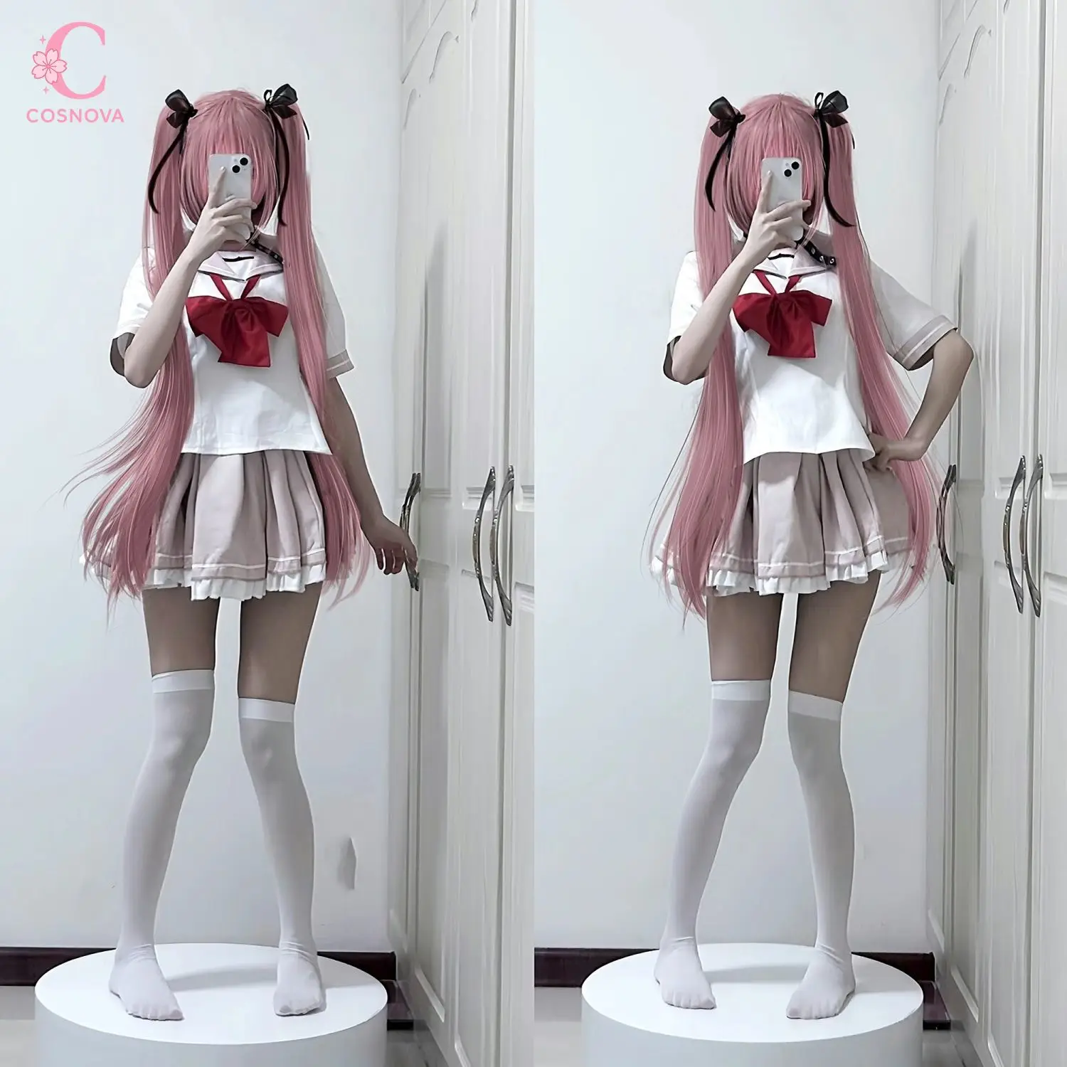 

Ichinose Himezuki Cosplay Costume Pink White Sailor JK Uniform 2 piece Set Anime School Girl Pleated Skirt Cute Japanese Outfit