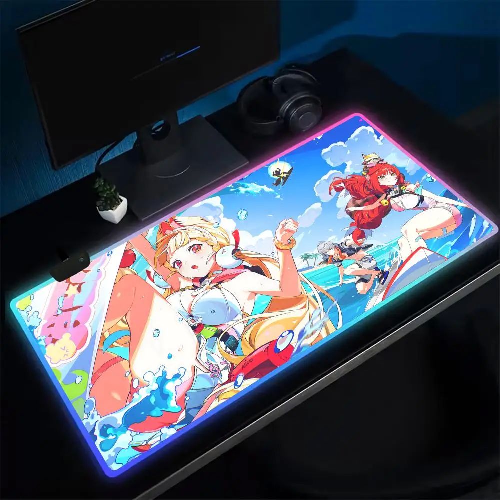 

Alice Zenless zone zero Mouse Pad Anime Gaming Mouse Pad LED Table Pads Backlit Rubber Desktop XXL RGB Desk Mats