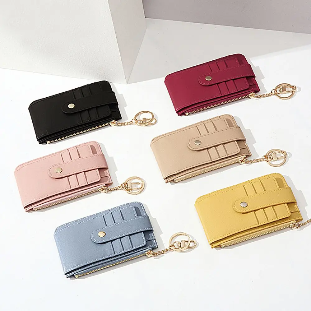 

Cartoon Design PU Leather Ultra Thin Zipper Coin Purse Women Wallets Korean Style Wallets Short Clutch Bag With Key Chain