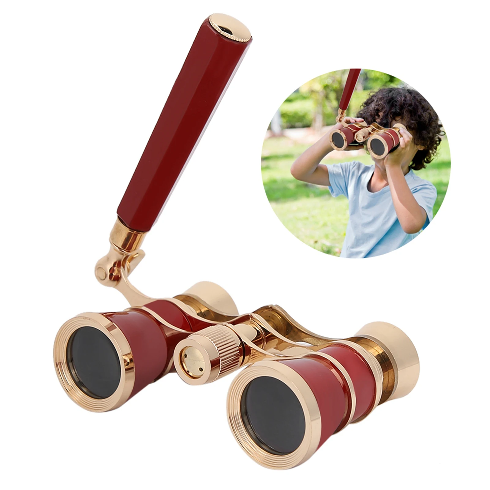 Telescopio Binocular de ópera, teatro portátil para mujeres, niñas y niños, rojo, 3x25