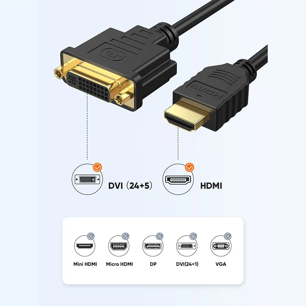 CableCreation DVI to HDMI Cable Adapter 1080P Bi-directional HDMI Male to DVI 24+1 Female Adapter HD for PC TV Box Projector