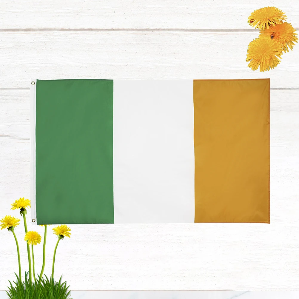 

Ireland Flag Polyester Double Hole Hangable Cheering Flag Vivid Color Durable for Party Parade Sports Event Decoration 90x150cm