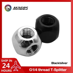 T-Splitter Ball Shape Tee 3 Ways G1/4 X 3 Metal Connector To Compression Fitting For PC Water Cooling