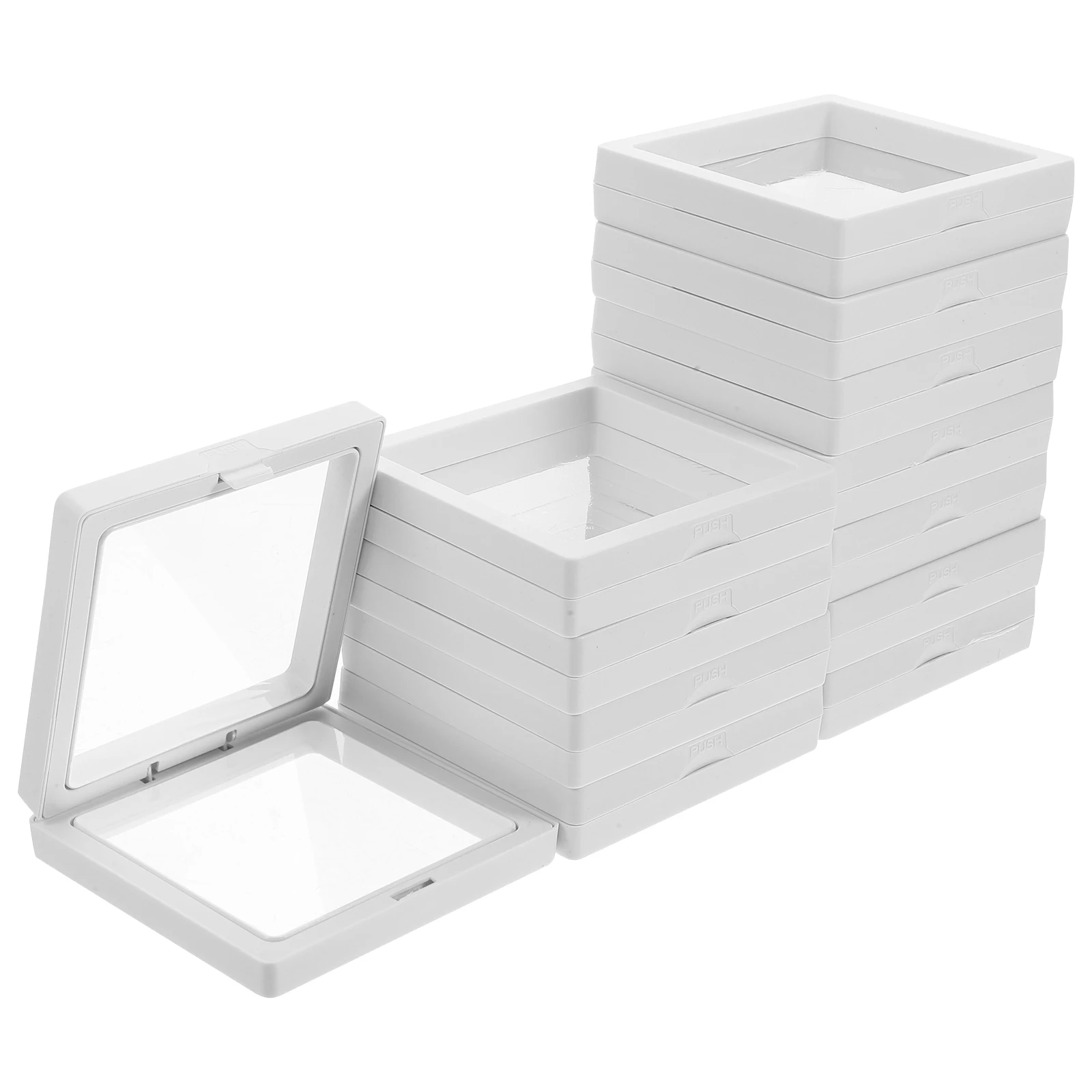 12 set Transparent Film Box 3D Frame For Jewelry Coin Stamp Collection Dust-Proof Holder Case