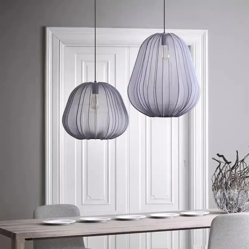 Nordic Wabi-sabi Japanese Style Simple Restaurant Living Room Bedroom Study Dream Room Homestay Mesh Pumpkin Pendant Lights