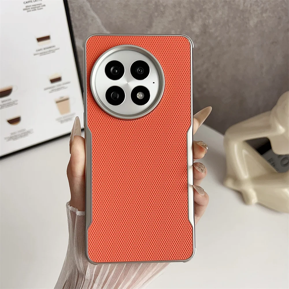 حافظة لهاتف Oneplus 13 أنيقة وبسيطة ذات نسيج ماسي وغطاء جلدي صديق للبشرة لهاتف Oneplus13 ممتص للصدمات Funda