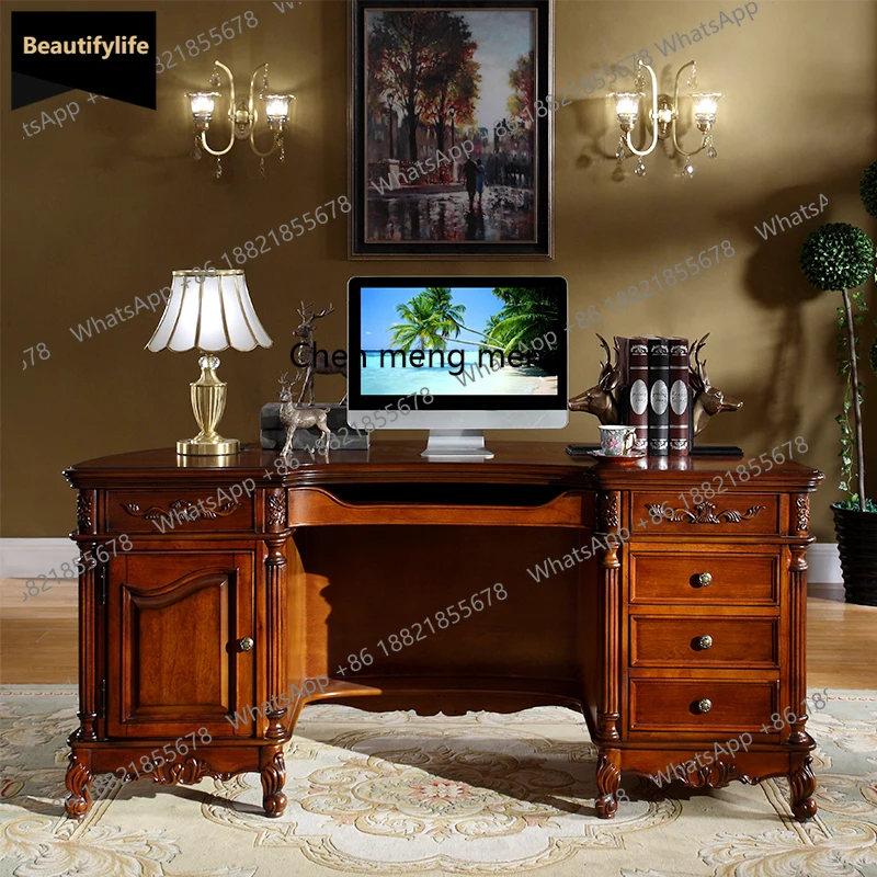 

A139 American carved solid wood desk, simple boss table, large shift table, president's office computer desk