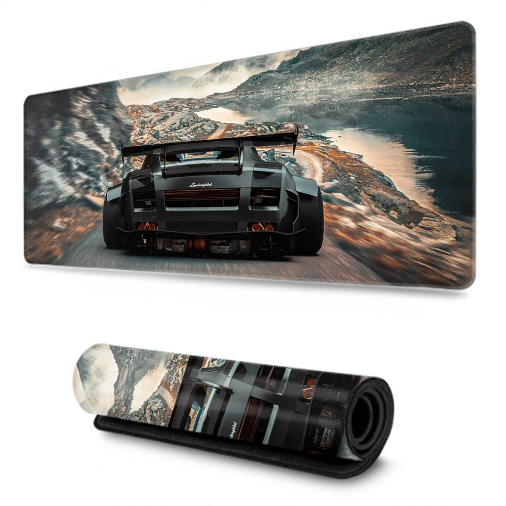 Super Coupe Mousepad Lamborghini Mouse Pads Sports Car XL Carpet Stitched Edge Computer Rubber Keyboard Mat Pc Non-slip Deskmats