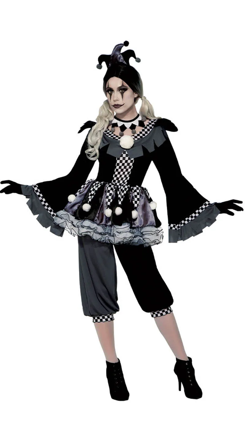 Halloween Women Man Horrifying Clown Monster Ghost Cosplay Costume Ugly Criminal Murderer Circus Clown Fancy Dress