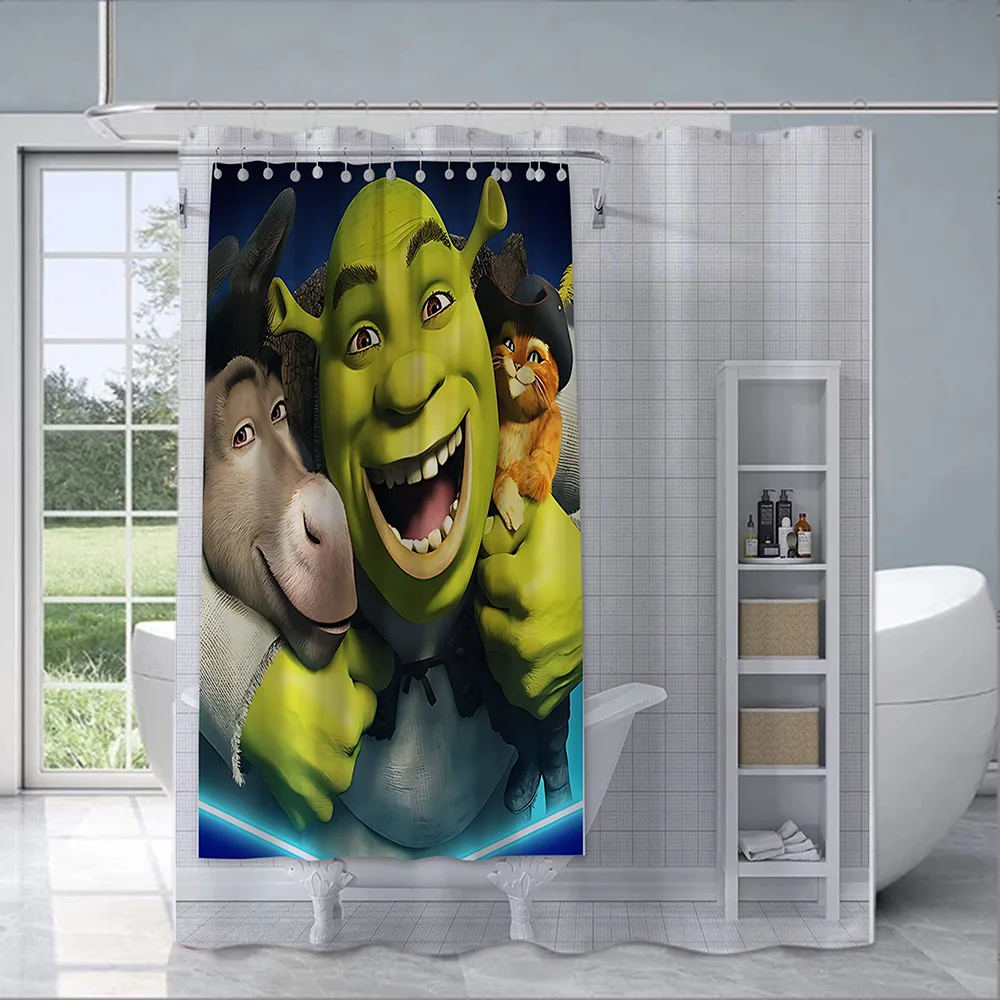 Shrek Shower Curtain Waterproof Polyester Fabric Paint Colorful Bath Curtains Home Bathroom Decor Curtain With Hook