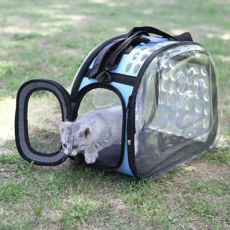 

Transparent Cat and Dog Backpack, Portable and Foldable Four-sided Breathable Messenger Cat Bag for Pets To Go Out.