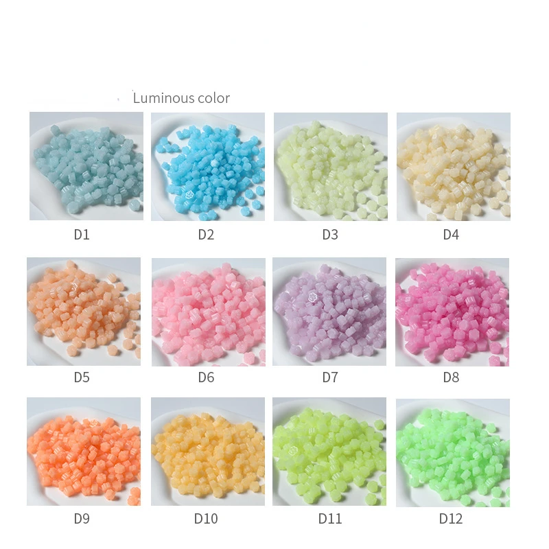 500g Octagonal Night Glow Sealing Wax Grains Cute DIY Fluorescent Wax Material Postmark Scrapbooking Stamping