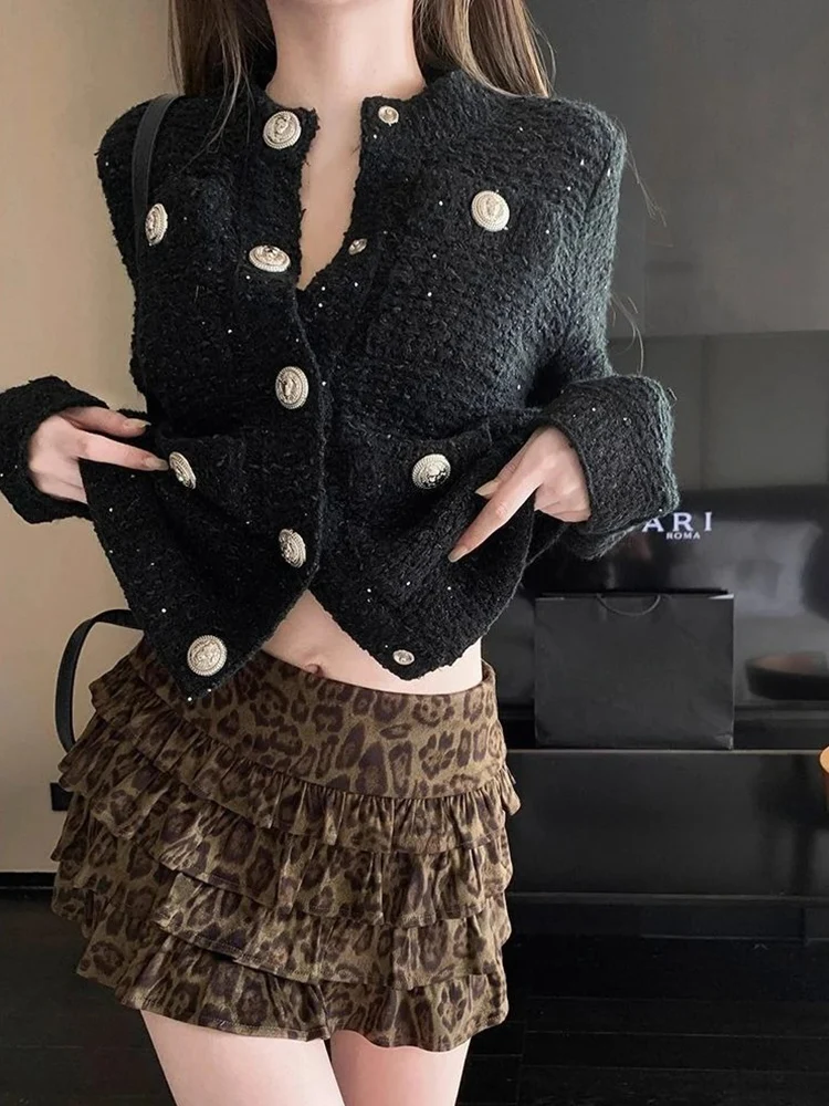 

Винтажная уличная одежда с леопардовым принтом, повседневная модная юбка-тортик, осенняя женская одежда, готическая одежда Faldas Mujer Y2k