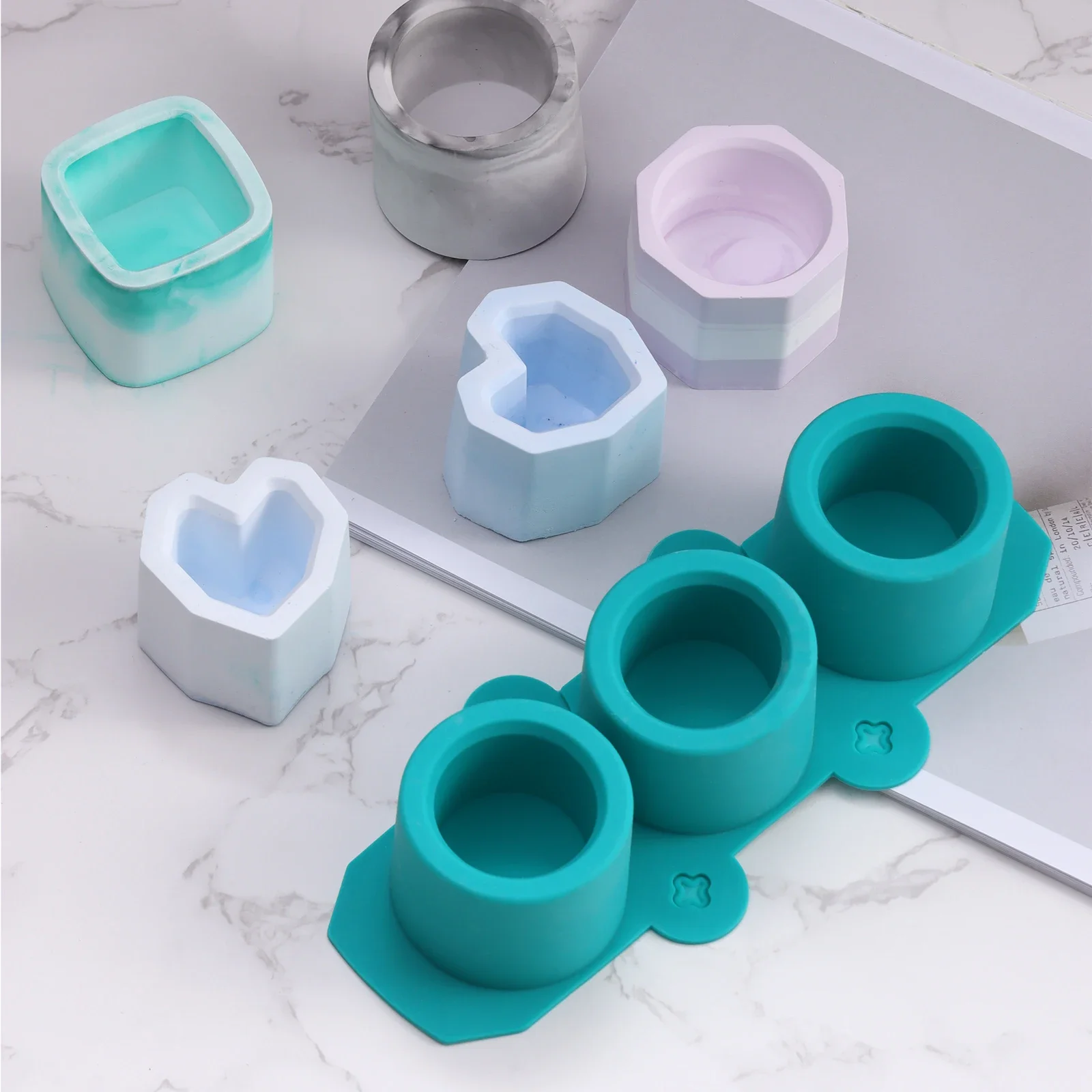 

DIY Crystal Epoxy Resin Mold Plant Pot Silicone Mold DIY Heart Round Square Hexagonal Concrete Mould Jewelry Making Home Decor
