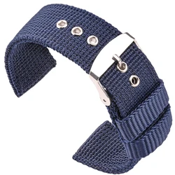 Watchband Outdoor Sports Nylon Strap 18mm 20mm 22mm 24mm Women Men Canvas Watch Band Steel Pin Buckle Blue Brown Green