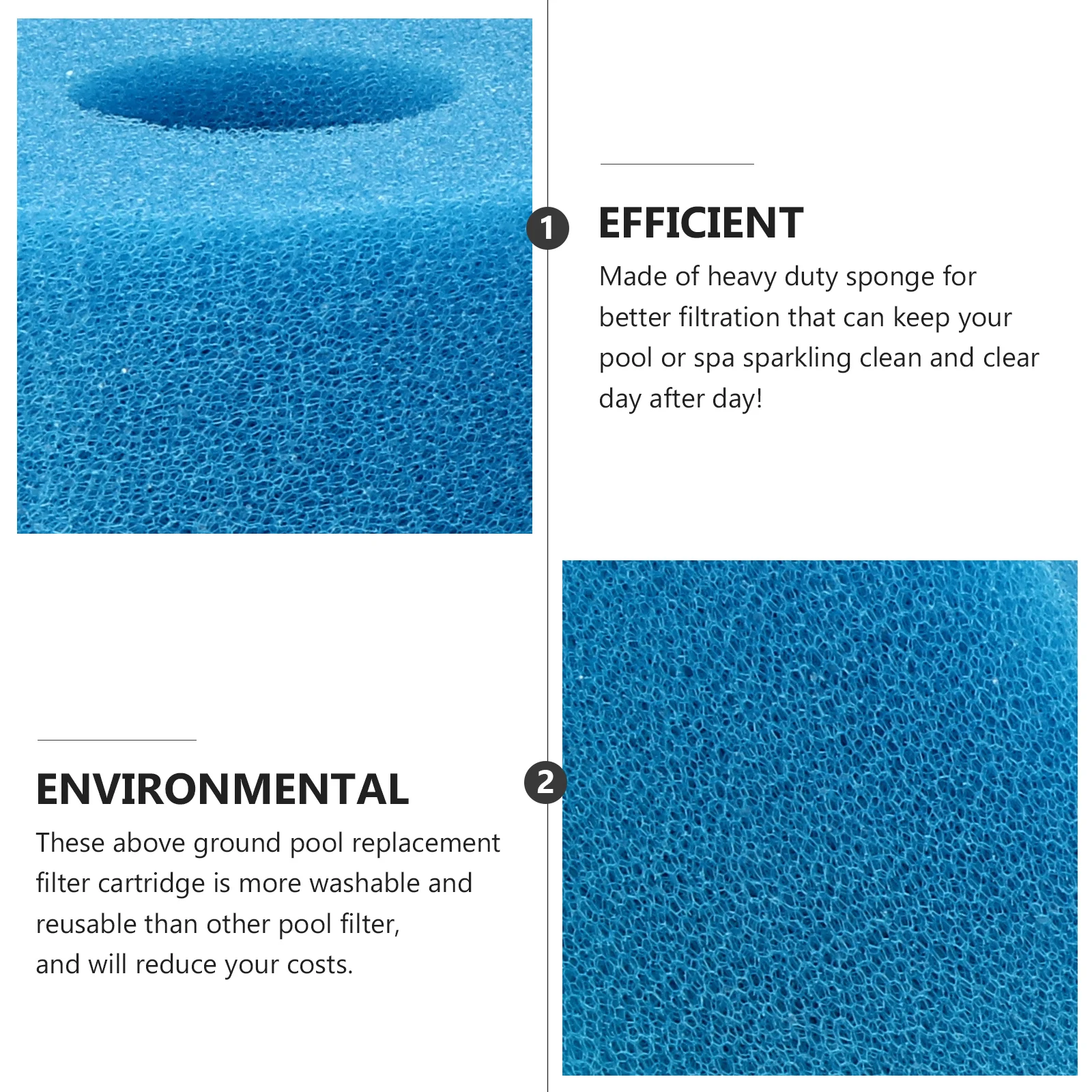 

2pcs Cylindrical Cotton Heavy Duty Sponge Replacement Pump Cartridge Reusable Washable Compatible Fish Tank Swimming Cleaner
