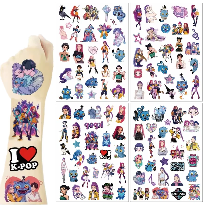 

New Devil Hunter Anime Tattoo Stickers High Quality Temporary Arm Tattoos K Pop Inspired Cartoon Designs