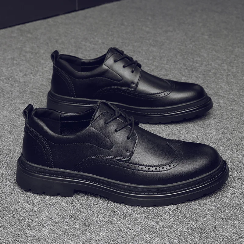 

Мужские повседневные деловые свадебные формальные модельные туфли на шнуровке с резными брогами, черные стильные оригинальные кожаные кроссовки, молодежная обувь