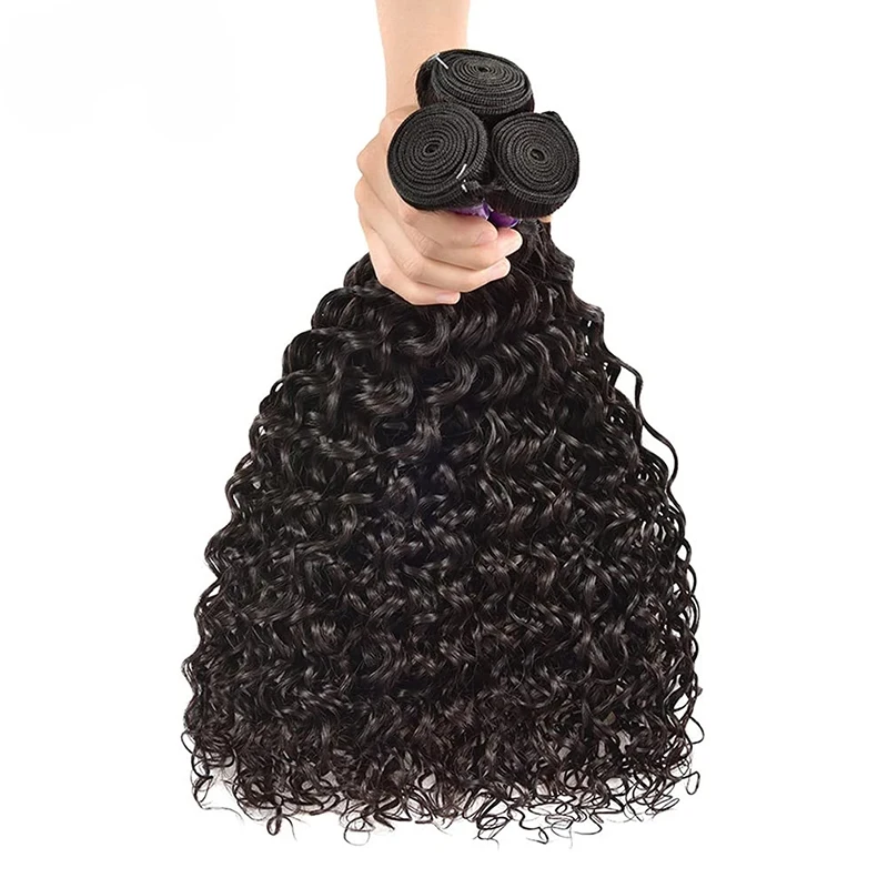 Water Wave Cabelo Humano Pacotes, 10A Virgin Curly Hair, Weave, molhado e ondulado, extensões de trama, 3 Pacotes