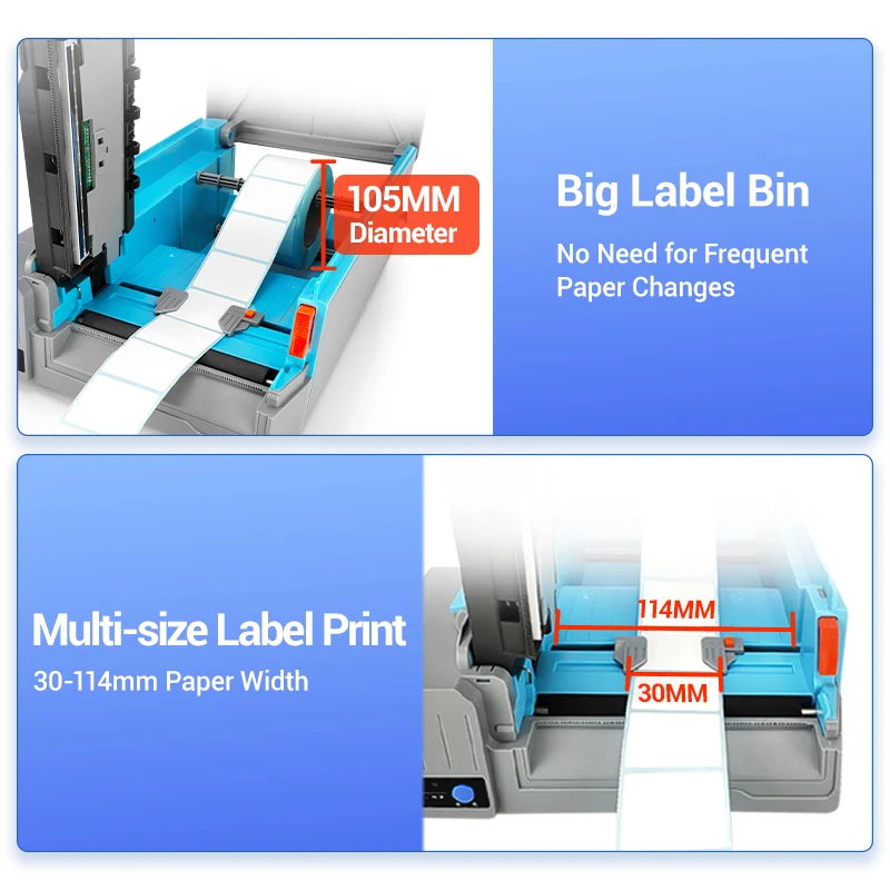 Motor Drive Thermal Shipping Label Printer USB Barcode Printer Label 30-114mm Paper Printing Shipping Express Label impressora