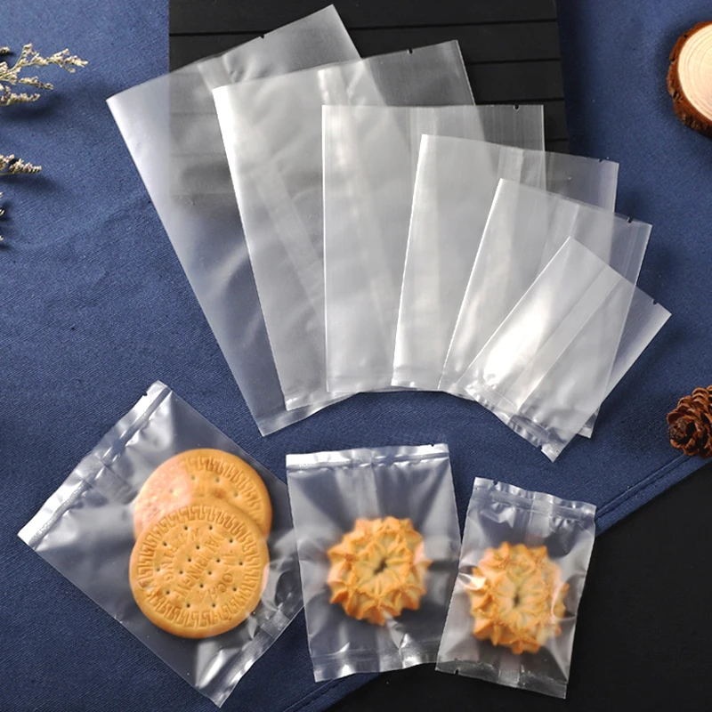 100pcs Frosted Machine Sealing Bags Candy Snowflake Pastry Packaging Bag Handmade Egg Yolk Biscuit Mooncake Hot-seal Plastic Bag