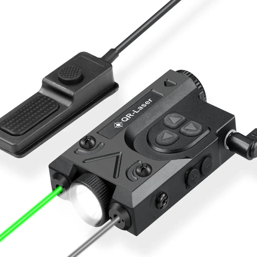 Mira láser roja, verde, azul, púrpura mejorada con haz láser infrarrojo IR y linterna táctica de 1200 lúmenes con recarga