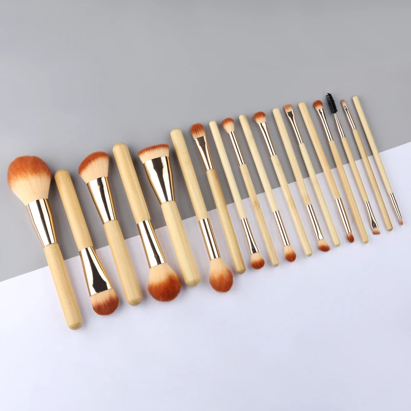 18pcs Bamboo Handle Makeup Brush Set Soft Complete Set of Loose Powder Blush Brush Eyeshadow Brush Beauty Tools Makeup Brushes