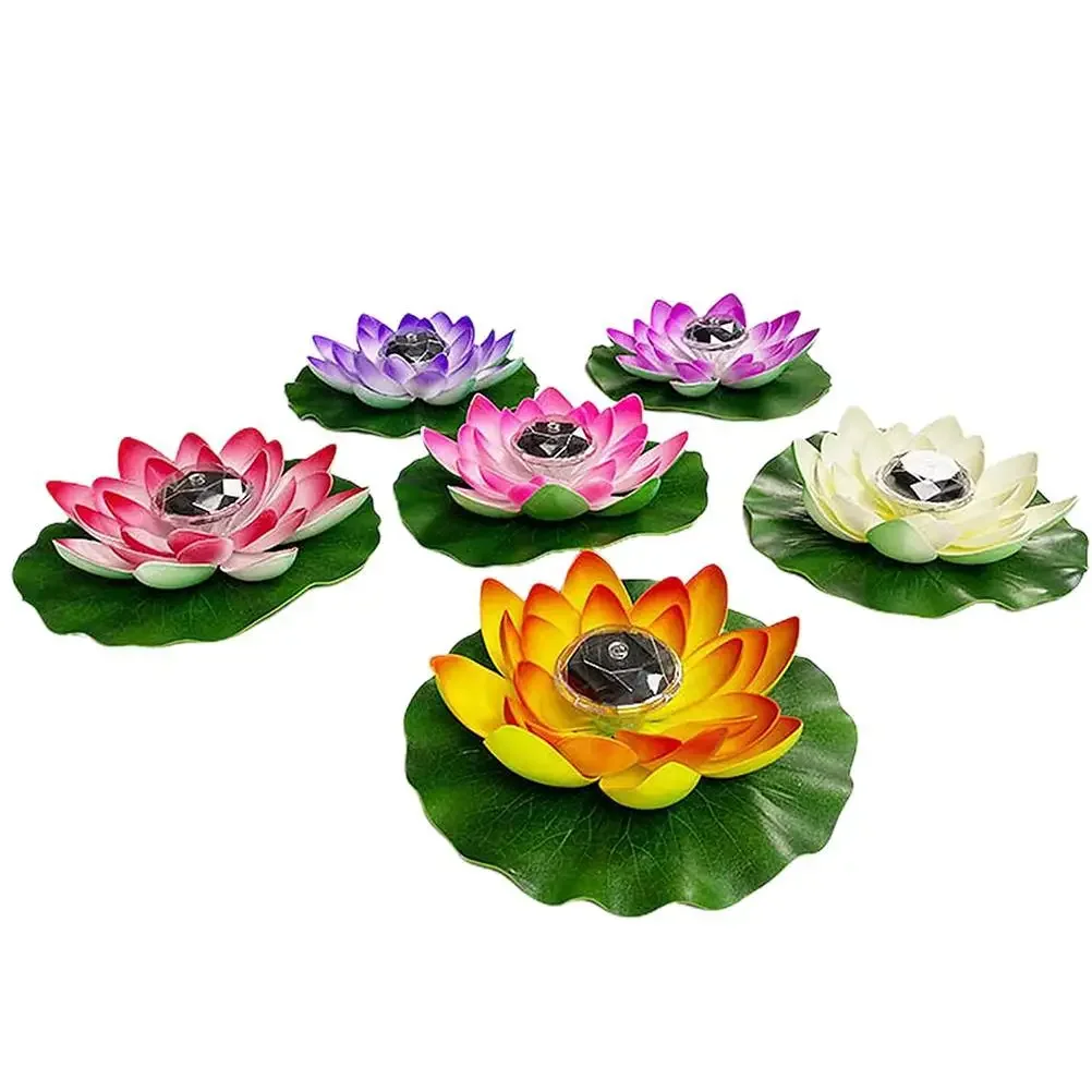 

Solar Powered LED Flower Light Artificial Lotus Shape Floating Fountain Pond Garden Pool Lamps LED Night Light Solar Pool Lights