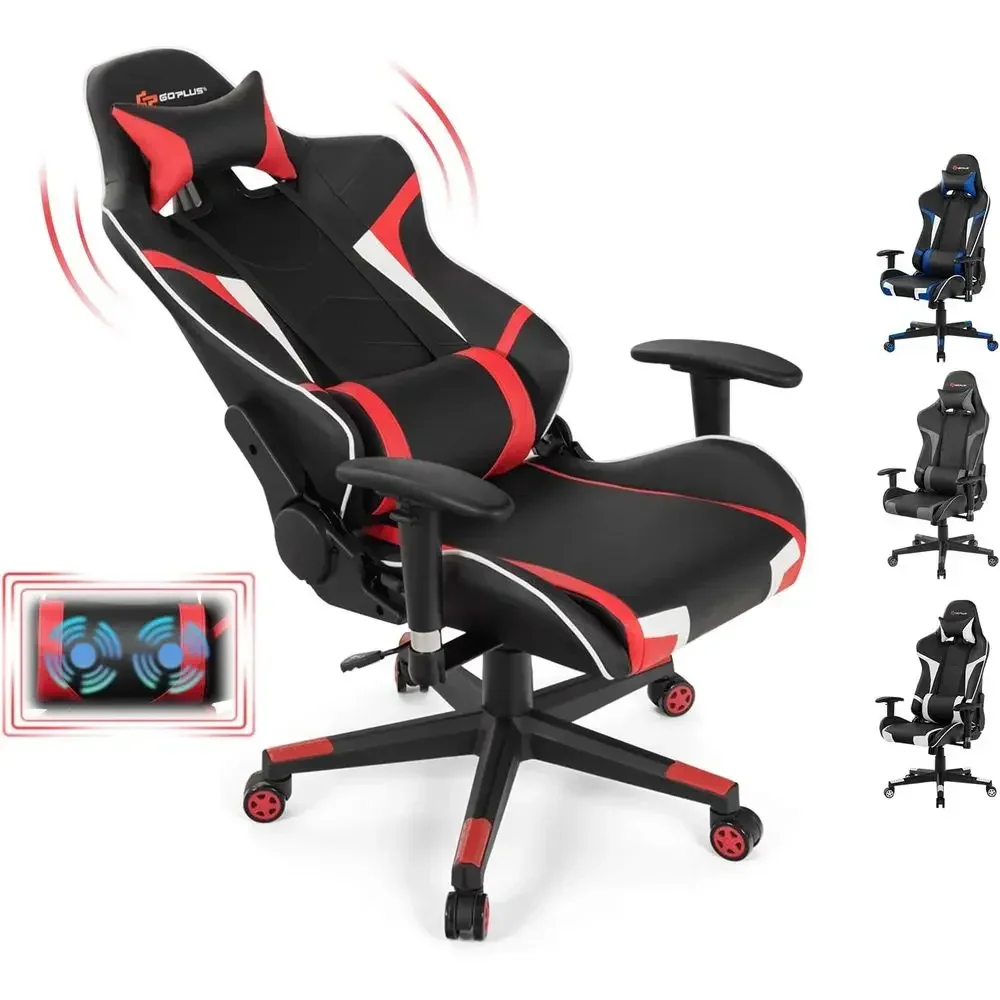Ergonomic High-Back PU Leather Reclining Racing Chair with Adjustable Armrests for Gaming and Office Use