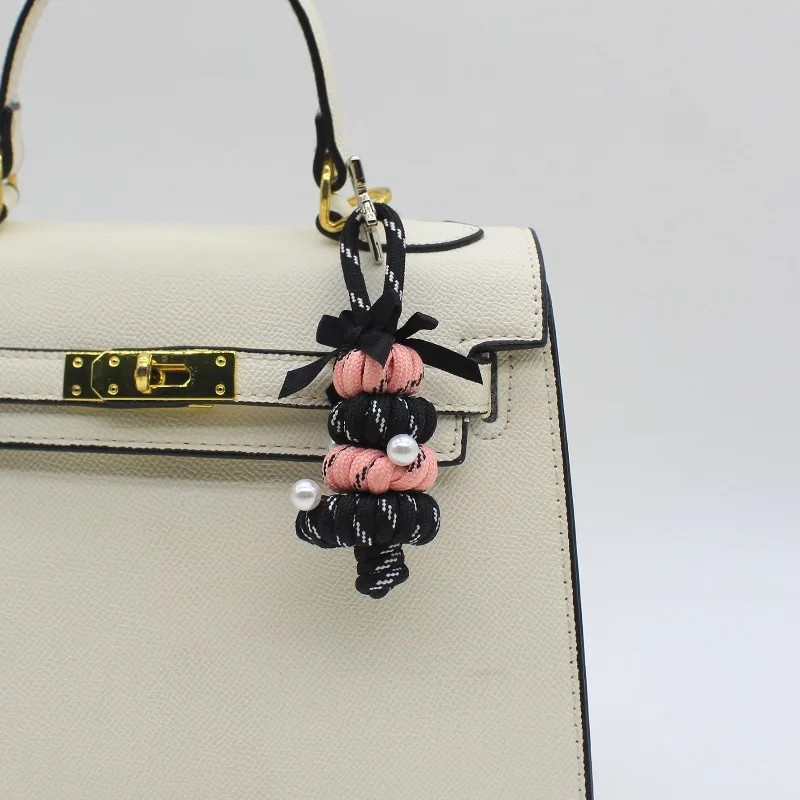New cute woven polyester rope Christmas tree keychain pendant accessory for bags and cups, available on Xiaohongshu