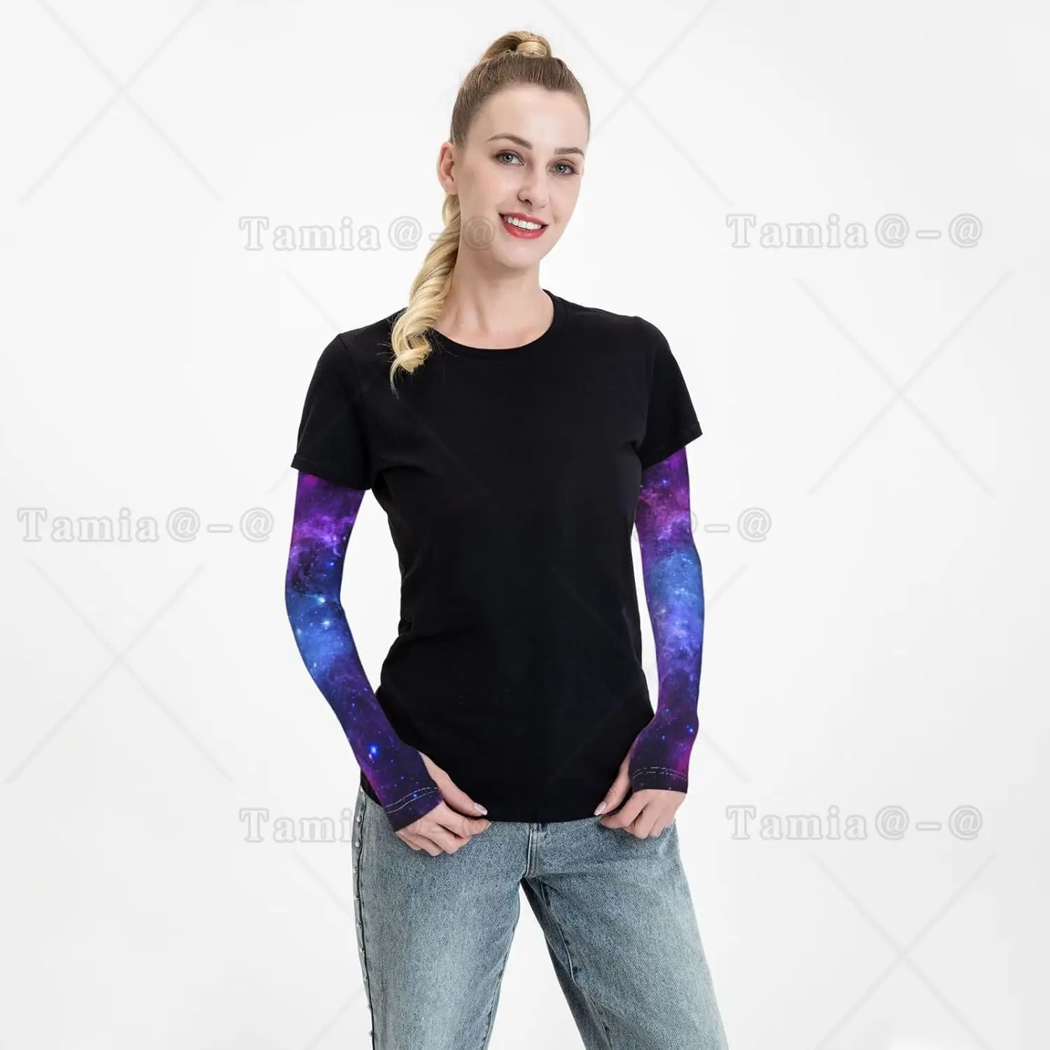 Galaxy Starry Sky Berkebun untuk Wanita Pria Lengan Pelindung Matahari Tahan Duri Pendingin Lengan Penutup Lengan untuk Olahraga Kebun