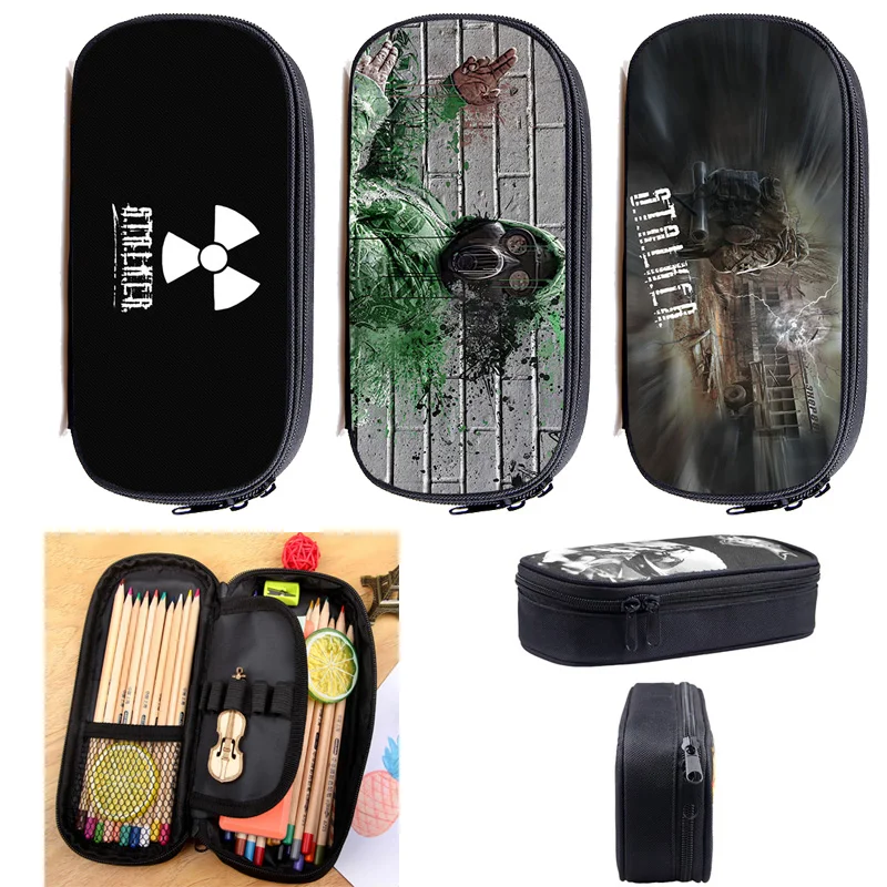 Shooting Stalker 2 Cosmetic Box Teenager Makeup Case Heart of Gun School Supplies 3D Anime S.T.A.L.K.E.R. 2 Pencil Case Pouch