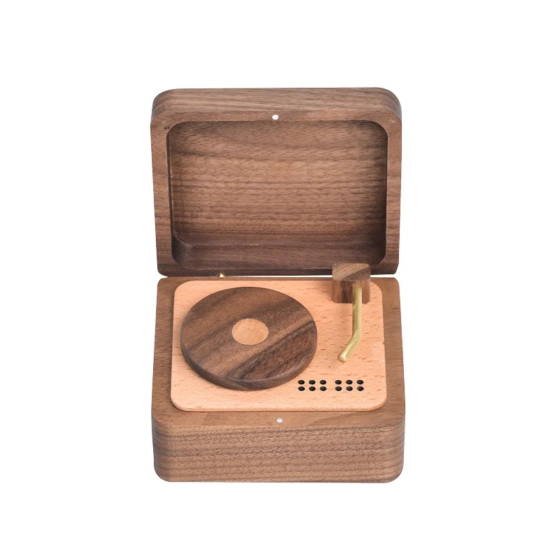 

Vinyl record player, music box, real wooden retro music box, gift for boyfriend and girlfriend